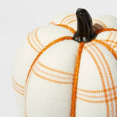 Harvest Plaid Pumpkin Large Orange and Cream - Hyde & EEK! Boutique