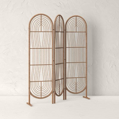 6' Three Panel Decorative Patio Screen - Opalhouse designed with Jungalow: Weather-Resistant Wicker, No Assembly Required (LOCAL PICKUP ONLY)