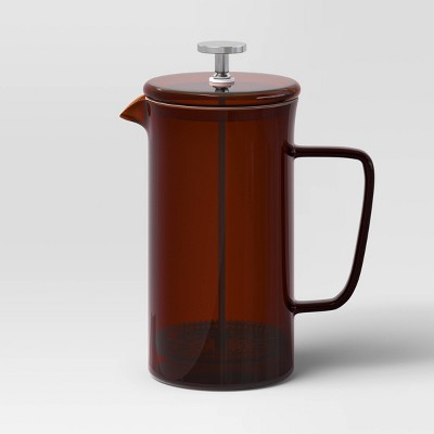 33.8oz Glass French Press Coffee Maker Brown - Threshold: Borosilicate, Manual, Dishwasher-Safe, 4-Cup Capacity