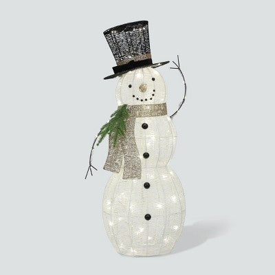 42" Philips LED White Champagne and Black Glitter String Snowman Novelty Indoor/Outdoor Sculpture Twinkling Pure White Lights (LOCAL PICKUP ONLY)