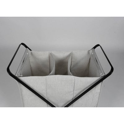 Folding X-Frame Triple Sorter Hamper Matte Black - Brightroom: Clothes Hamper with Removable Liner, 3 Compartments
