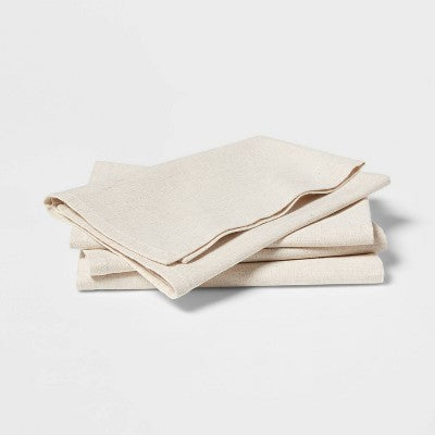 4pk Cotton and Linen Blend Napkins - Threshold: Reversible Solid Cloth, Traditional Style, OEKO-TEX Certified, 18"x18"