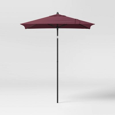 6' Square Solid Outdoor Patio Market Umbrellas Maroon with Black Pole - Threshold (LOCAL PICKUP ONLY)