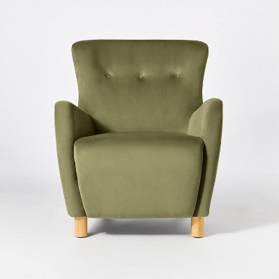 Kessler Wingback Accent Chair Olive Velvet - Threshold designed with Studio McGee: Polyester Upholstery, Plywood Frame (LOCAL PICKUP ONLY)