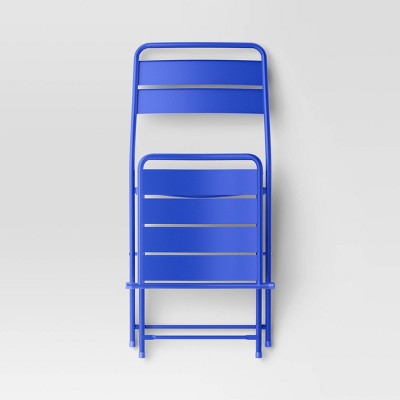 Metal Slat Folding Chair Blue - Room Essentials (LOCAL PICKUP ONLY)