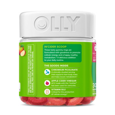 OLLY Metabolism Gummy Rings with Apple Cider Vinegar, Vitamin B12 & Chromium - Apple - 30ct