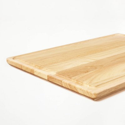 14"x20" Rubberwood Carving Board with Juice Groove Natural - Figmint