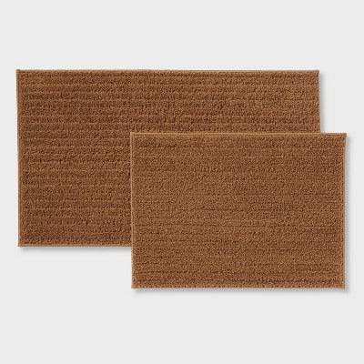2pk Quick Dry Bath Rug Set Light Brown - Threshold