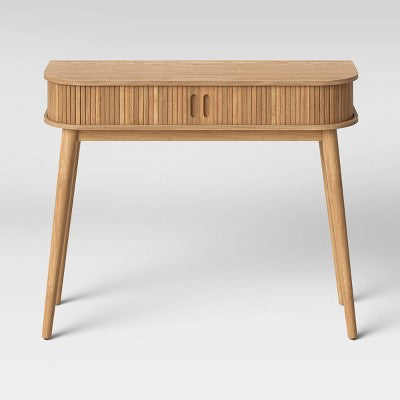 Adelpha Console Table with Sliding Doors Natural - Threshold: Rubberwood Frame, Ash Veneer, Entryway Storage (LOCAL PICKUP ONLY)