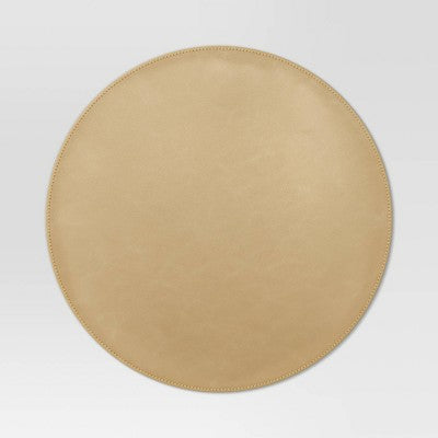 Faux Leather Charger Gold - Threshold: Modern Round Placemat, Solid Pattern, Christmas Decor, 15" Polyurethane