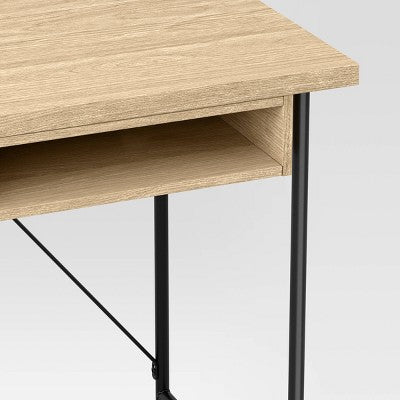 Wood and Metal Dorm Writing Desk with Storage Natural - Room Essentials (LOCAL PICKUP ONLY)