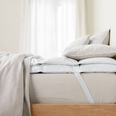 Queen Feather & Down Mattress Topper - Casaluna: Hypoallergenic, 300 Thread Count, Cotton & Lyocell (LOCAL PICKUP ONLY)