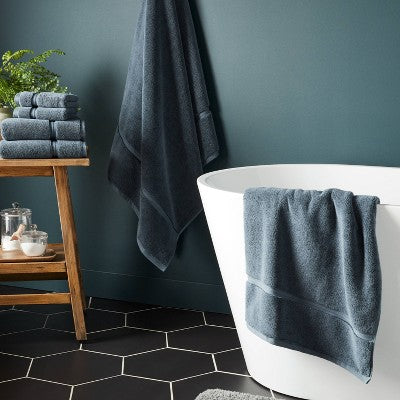 4pk Spa Plush Washcloth Set Slate Blue - Threshold