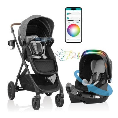 Evenflo Shyft Intuiti+ Travel System Featuring Revolve180 LiteMax NXT with Sensory Soothe - Angler Tweed (LOCAL PICKUP ONLY)