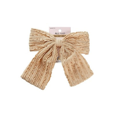 scunci Boho Chic Textured Bow Barrette - Latte - All Hair