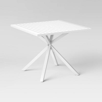 Seabury Steel 4 Person Square Patio Dining Table, Outdoor Furniture - White - Threshold (LOCAL PICKUP ONLY)