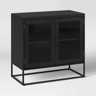 Glasgow Metal 2 Doors Cabinet Black - Threshold (LOCAL PICKUP ONLY)