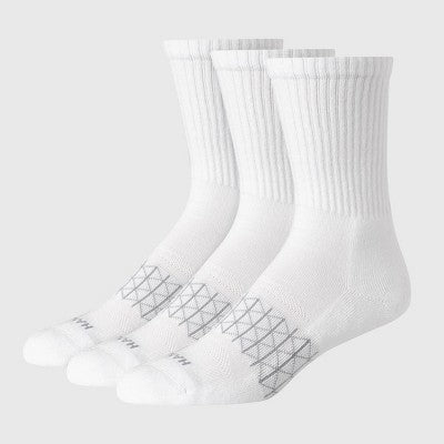 Hanes Men's 3pk Absolute Active Cushioned Crew Socks - White 6-12