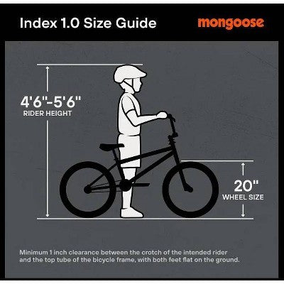 Mongoose Index 1.0 BMX Freestyle 20" Youth Bike - Black (LOCAL PICKUP ONLY)
