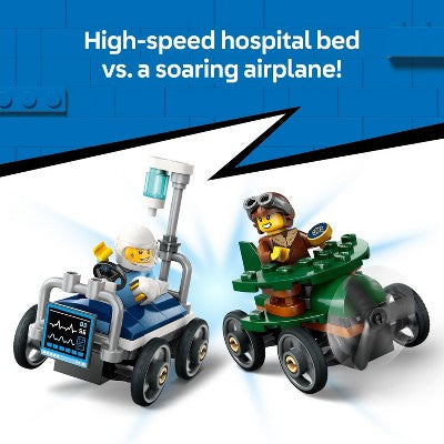 LEGO City Airplane vs. Hospital Bed Race Car Pack Building Toy 60459