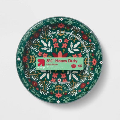 Holiday Disposable Dinnerware Plate 8.5" - Floral - 40ct - up&up