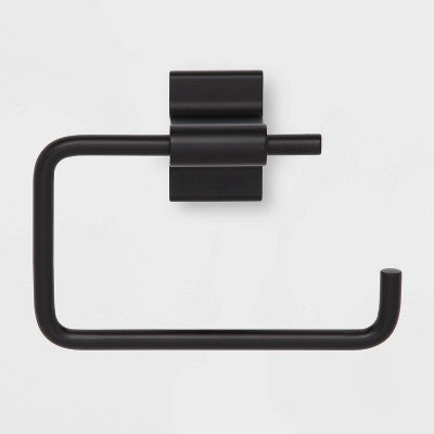 Modern Toilet Paper Holder Black - Threshold: Zinc & Stainless Steel, Wall Mounted, 6.44" Length