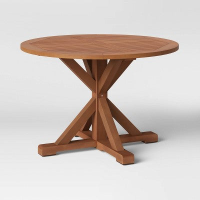 Morie Wood 4 Person Round Patio Dining Table - Threshold (LOCAL PICKUP ONLY)