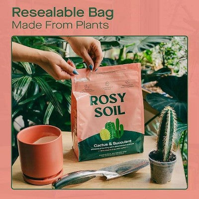 Rosy Soil 4lb Cactus & Succulent Mix Potting Soil: Organic Blend for Indoor Plants, Moisture Control, Peat-Free