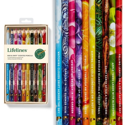 Lifelines 10pk Scented Classic Palette Colored Pencils Infused with Essential Oil Blends: Rub & Sniff Technology, Plastic Canister Lid