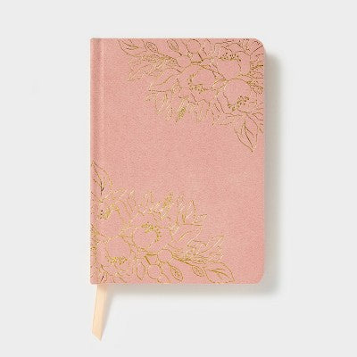 192pg Ruled Journal Pink and Gold Foil - Threshold: Velvet Hard Cover, 5x7 Inches, College Ruled, 192 Pages