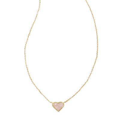 Kendra Scott Valentine's Day Anna 14K Gold Over Brass Pendant Necklace - Rose Quartz: Lobster Claw Clasp, 19" Length