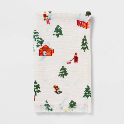2pk Winter Scene Hand Towel White - Threshold