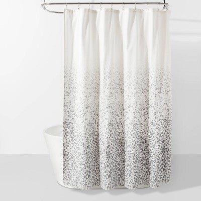 Leopard Glam Shower Curtain Ombre Gray - Threshold: 100% Cotton, Woven, Machine Washable, Buttonhole Top