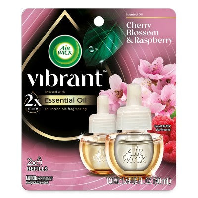 Air Wick Vibrant Scented Oil Air Freshener - Cherry Blossom & Raspberry - 0.67 fl oz/2ct