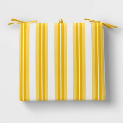 20"x18" Printed DuraSeason Fabric Sunrise Stripe Outdoor Chair Seat Cushion Yellow - Threshold
