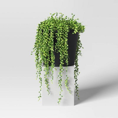 Recycled Resin Railing Indoor Outdoor Planter Pot Black 9.36"x9.36"x8.3" - Room Essentials