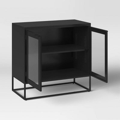 Glasgow Metal 2 Doors Cabinet Black - Threshold (LOCAL PICKUP ONLY)