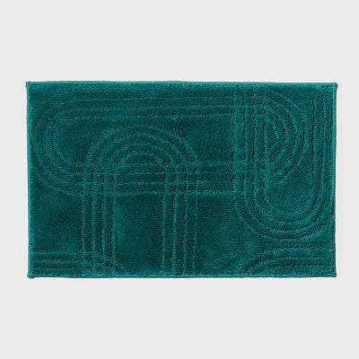 Tonal Geo Non-Slip Bath Rug Teal Green - Threshold