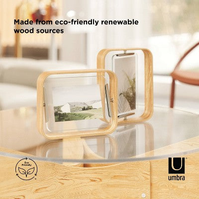 Umbra 5"x7" Bellwood Picture Frame Natural: Beechwood, Double-Sided, Adjustable, Tabletop Display