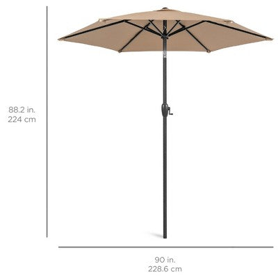 Best Choice Products 7.5ft Heavy-Duty Outdoor Market Patio Umbrella w/ Push Button Tilt, Easy Crank, Tan (LOCAL PICKUP ONLY)