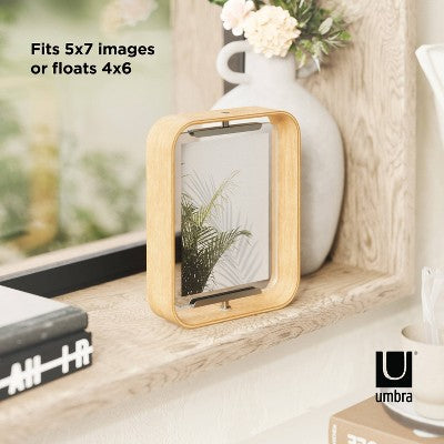 Umbra 5"x7" Bellwood Picture Frame Natural: Beechwood, Double-Sided, Adjustable, Tabletop Display