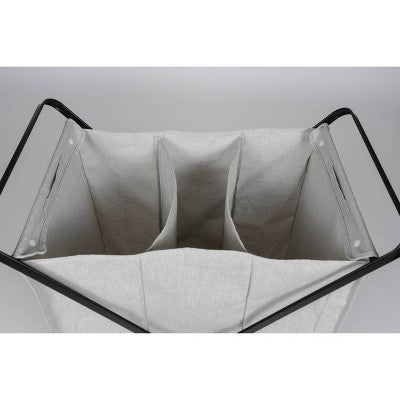 Folding X-Frame Triple Sorter Hamper Matte Black - Brightroom: Clothes Hamper with Removable Liner, 3 Compartments