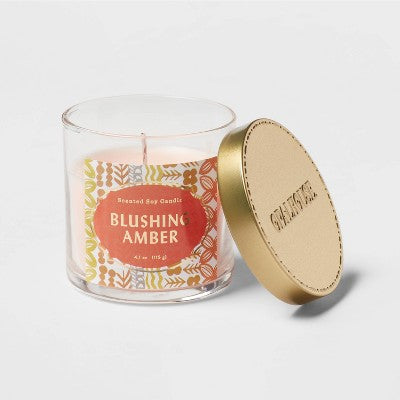 Clear Glass Blushing Amber Lidded Jar Candle Pale Pink 4.1oz - Opalhouse