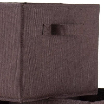 Winsome Set of 6 Capri Foldable Fabric Baskets Chocolate: Compatible with 11 Inch Cube Storage, Square Fabric Containers