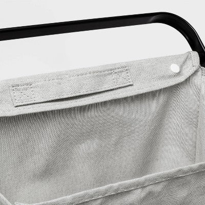 Folding X-Frame Triple Sorter Hamper Matte Black - Brightroom: Clothes Hamper with Removable Liner, 3 Compartments