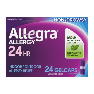 Allegra 24 Hour Allergy Relief Gel caps - Fexofenadine Hydrochloride - 24ct EXP:
