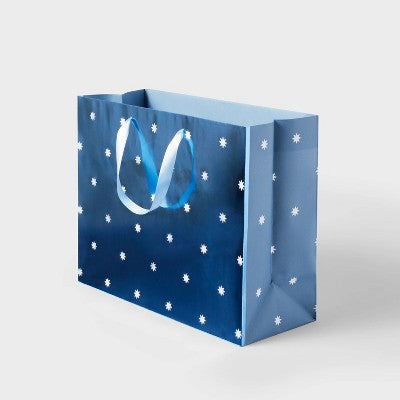 Blue Foil with White Star Dot Large Vogue Bag - Spritz