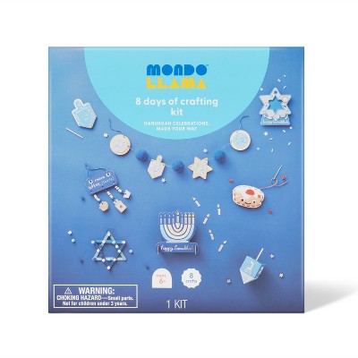 Hanukkah 8 Days of Crafts Box- Mondo Llama: DIY Art Kit with Instructions, Foam, Felt, Pom Poms, Ages 6+