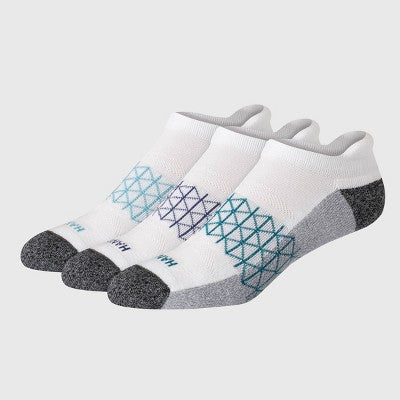 Hanes Men's 3pk Absolute Active Cushioned Heel Shield Socks - White/Blue/Charcoal Gray 6-12: Cotton Blend, Arch Support, Seamless Toe