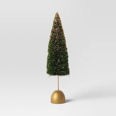 20" Glittered Sisal Bottlebrush Christmas Tree Green - Threshold